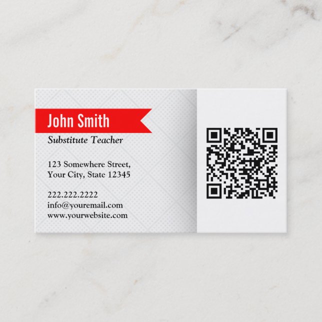 Tarjeta de visita moderna del profesor sustituto (Anverso)