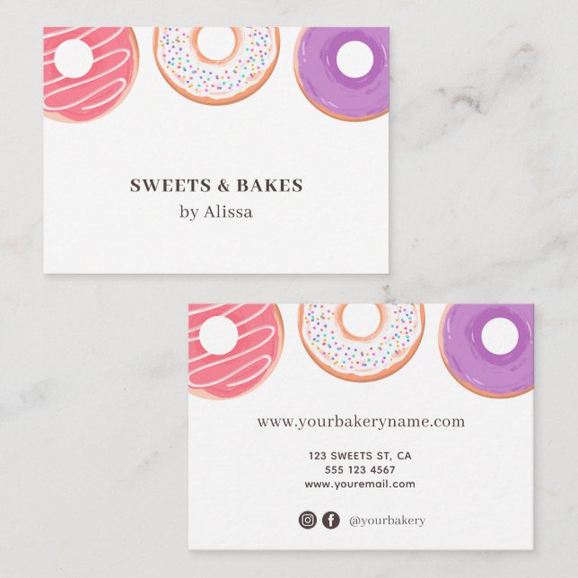 Tarjeta de visita moderna Donut Bakery (Anverso / Reverso)
