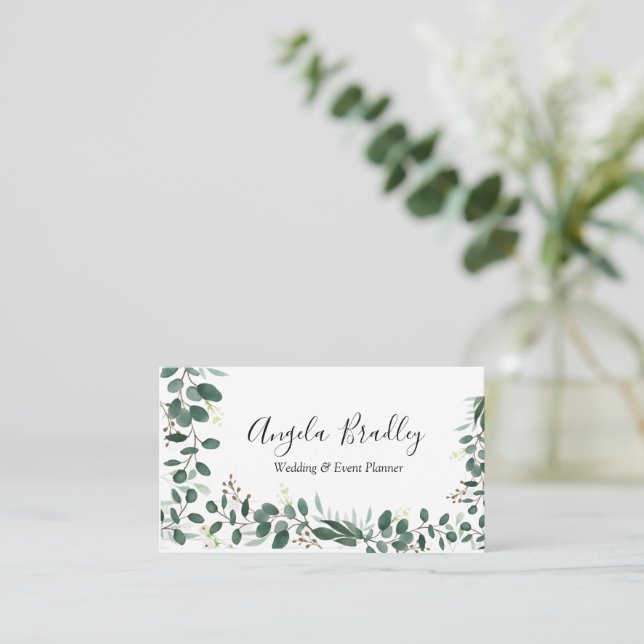 Tarjeta De Visita Moderna ecología Eucalyptus Geométricos Frame Busi (Anverso de pie)