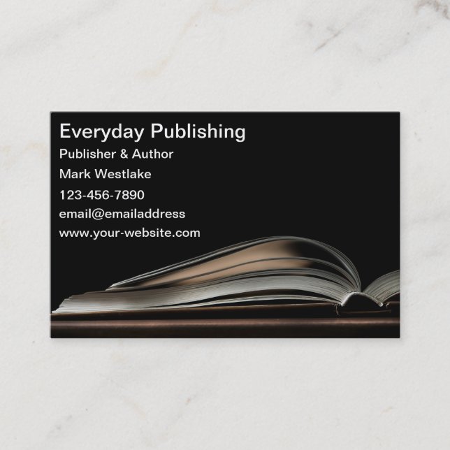 Tarjeta De Visita Moderna edición y autor de libros abiertos (Anverso)