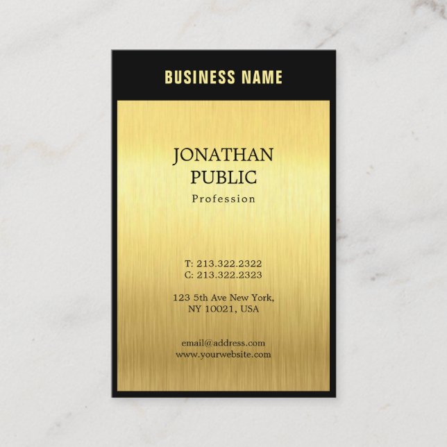 Tarjeta De Visita Moderna elegancia Black Gold Profesional Plata Lux (Anverso)