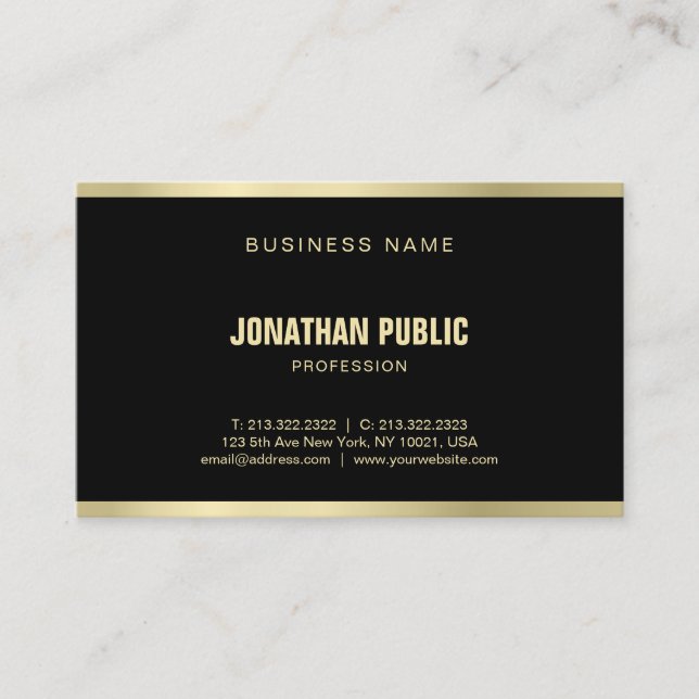 Tarjeta De Visita Moderna elegancia Black Gold Profesional Plata Lux (Anverso)