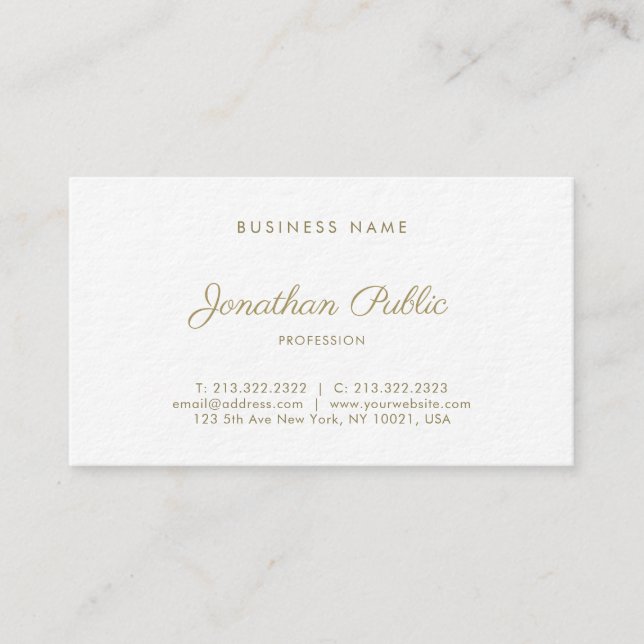 Tarjeta De Visita Moderna elegancia caligrafía Gold Look Script Guay (Anverso)