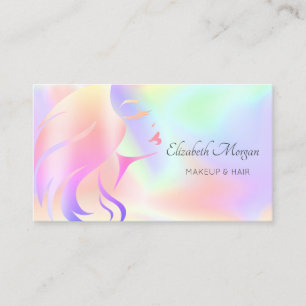 Tarjeta De Visita Moderna elegancia Chica cara Silhouette Holographi