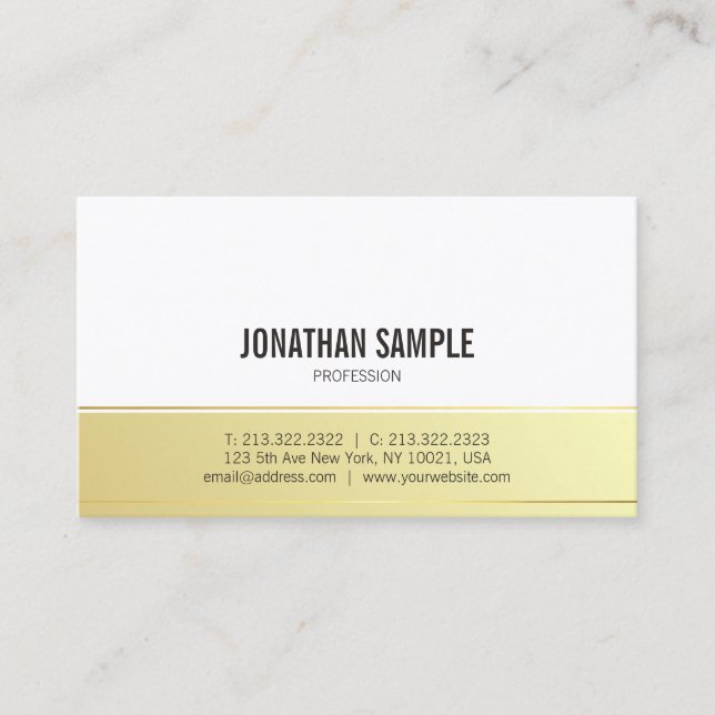 Tarjeta De Visita Moderna elegancia dorada estilo moderno sencillo (Anverso)