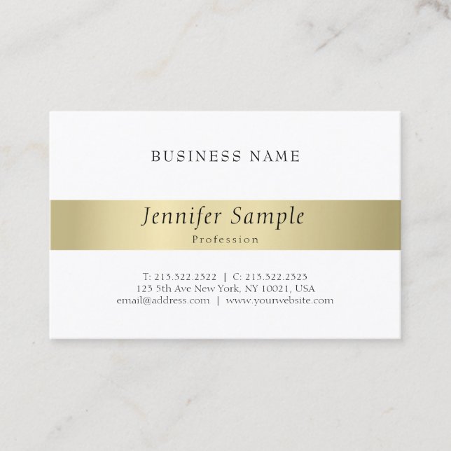 Tarjeta De Visita Moderna elegancia dorada lustre profesional (Anverso)