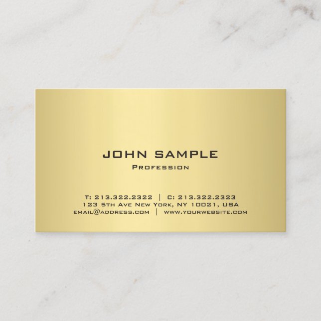 Tarjeta De Visita Moderna elegancia Glamour Gold Look Moda profesion (Anverso)