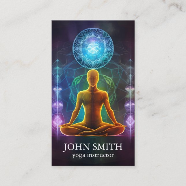 Tarjeta De Visita Moderna elegancia Gold Chakra Energía Espiritual Y (Anverso)