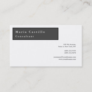 Tarjeta De Visita Moderna elegancia Minimalista Llanura Gris Blanco