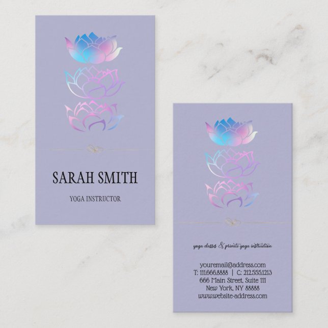 Tarjeta De Visita Moderna elegancia Profesional dorado, flor de loto (Anverso / Reverso)