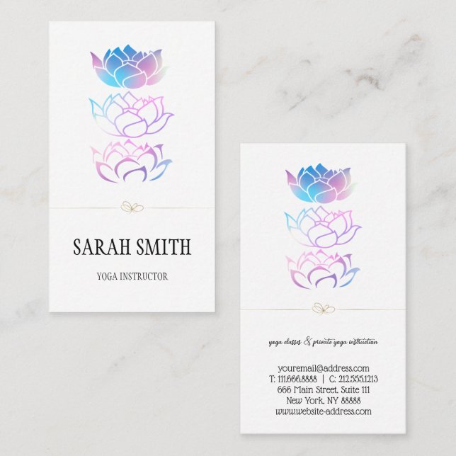 Tarjeta De Visita Moderna elegancia Profesional dorado, flor de loto (Anverso / Reverso)