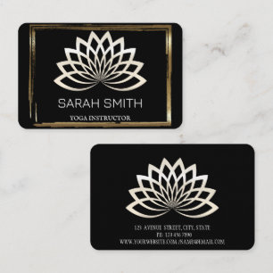 Tarjeta De Visita Moderna elegancia Profesional dorado, flor de loto