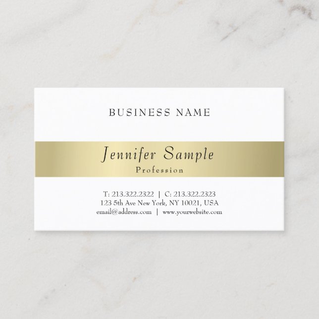 Tarjeta De Visita Moderna elegancia Profesional Gold Aspecto Minimal (Anverso)