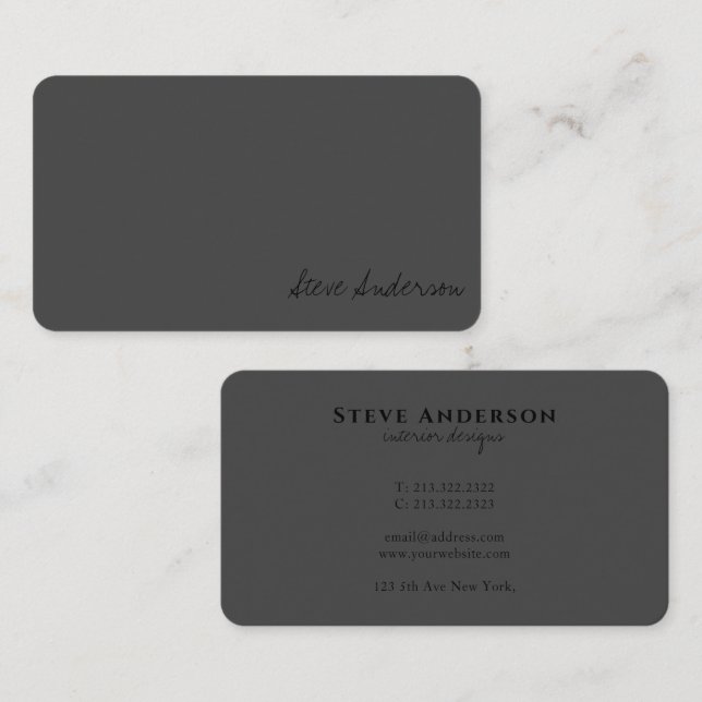 Tarjeta De Visita Moderna elegancia profesional Gris (Anverso / Reverso)