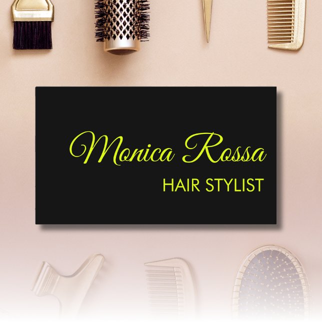 Tarjeta De Visita Moderna elegancia profesional Neon Chartreuse Negr (Subido por el creador)