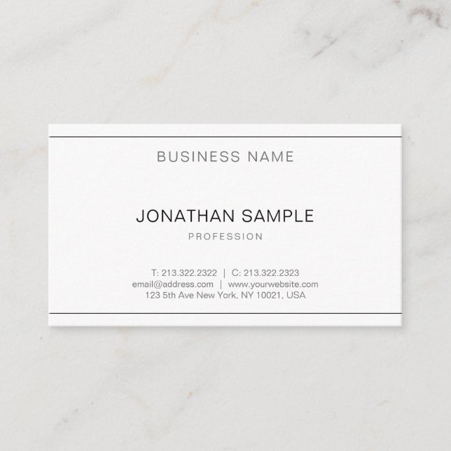 Tarjeta De Visita Moderna elegancia profesional popular simple llanu (Anverso)