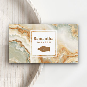 Tarjeta De Visita Moderna Elegante Pluma Marble Marble Nib Profesion
