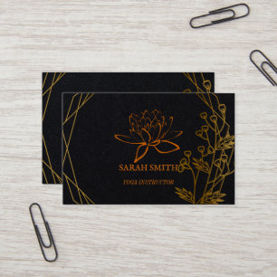 Tarjeta De Visita Moderna elegante profesional flor de loto dorado B