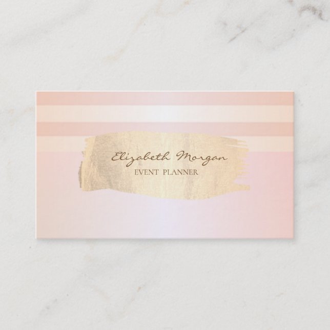 Tarjeta De Visita Moderna, elegante, rayada de pincel de oro (Anverso)