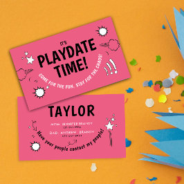 Tarjeta De Visita Moderna escuela de dibujos animados de color rosa