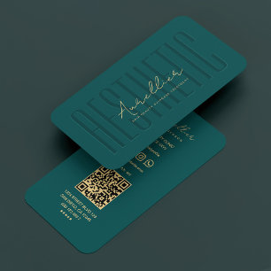 Tarjeta De Visita Moderna estética estética esteticista oro Verde az