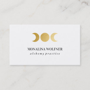 Tarjeta De Visita Moderna Fase de Luna de Relieve metalizado dorado