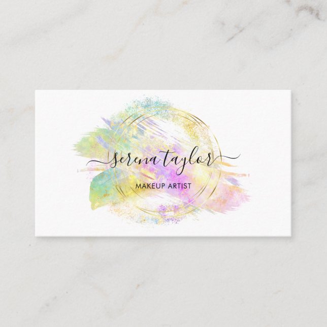 Tarjeta De Visita Moderna Faux Opal Stone Profesional Elegante (Anverso)