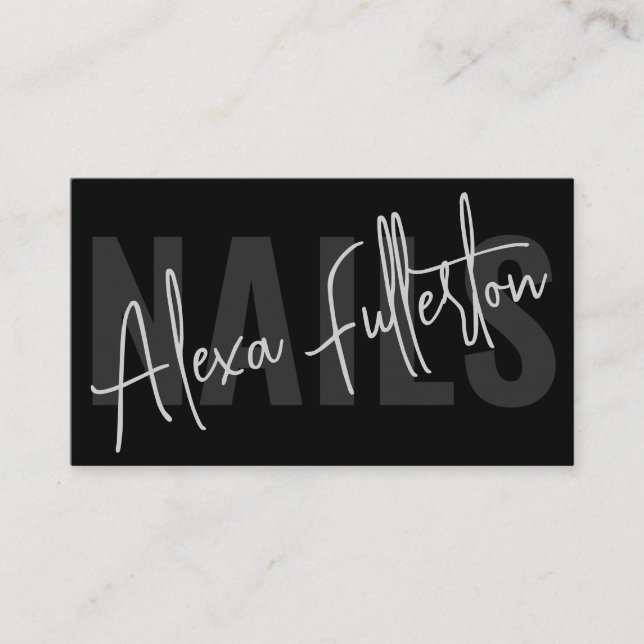 Tarjeta De Visita Moderna firma de Manicurista de Black Nail Tech (Anverso)