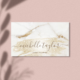 Tarjeta De Visita moderna firma dorada de mármol blanco