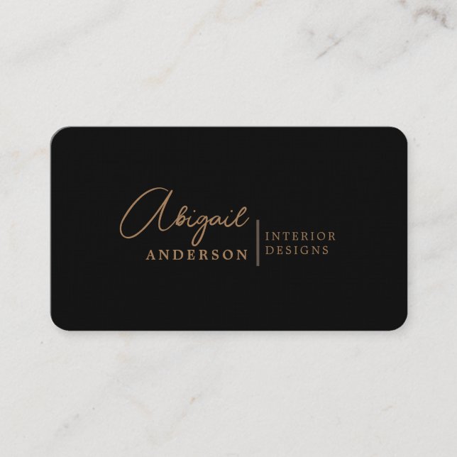 Tarjeta De Visita Moderna firma profesional de lujo negro marrón (Anverso)