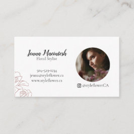 Tarjeta De Visita Moderna Flor rosa rosa elegante y profesional