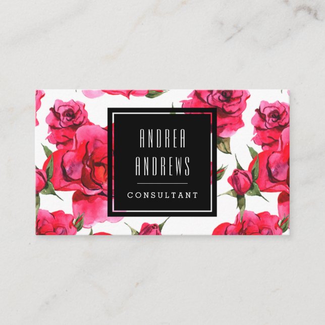 Tarjeta de visita moderna floral del consultor de (Anverso)