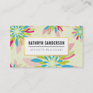 Tarjeta De Visita MODERNA FLORAL PATRÓN dorado flor rosa