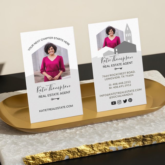 Tarjeta De Visita Moderna foto de agente inmobiliario profesional re (Minimal Professional Real Estate Agent Photo Logo Business Card1)