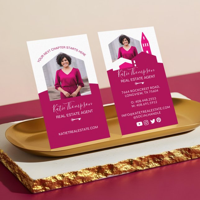 Tarjeta De Visita Moderna foto de agente inmobiliario profesional re (Minimal Professional Real Estate Agent Photo Logo Business Card)