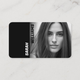 Tarjeta De Visita Moderna foto de modelo blanco y negro con clase