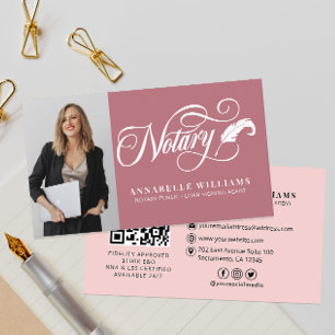 Tarjeta De Visita Moderna foto de notario de código QR