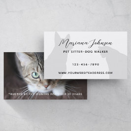 Tarjeta De Visita Moderna foto de Sitter Dog Walker, Mascota blanco 