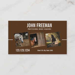 Tarjeta De Visita Moderna foto ecuestre de caballos marrones