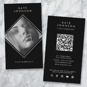 Tarjeta De Visita Moderna fotografía elegante en color negro código