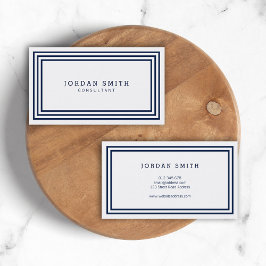 Tarjeta De Visita Moderna frontera clásica azul y blanco