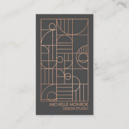 Tarjeta De Visita Moderna Geométrica Art Deco Faux Rosa Oro/Gris