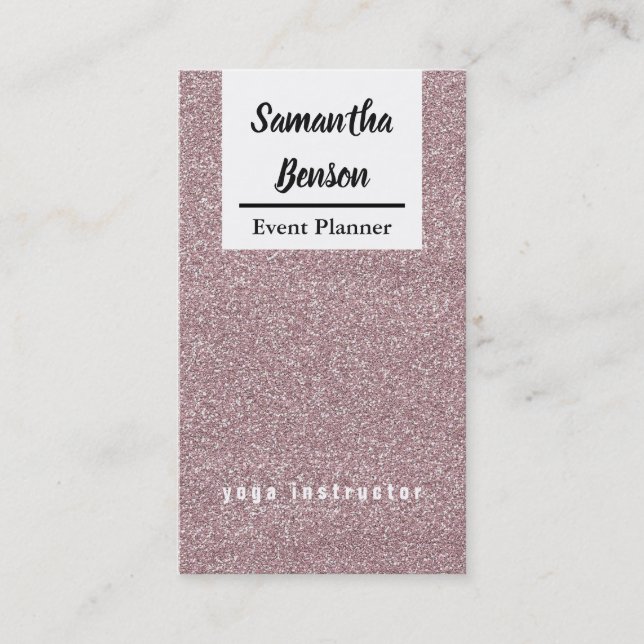 Tarjeta De Visita Moderna Girly Faux Purpurina Rosa Bokeh Event Plan (Anverso)
