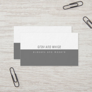 Tarjeta de visita moderna gris y blanca