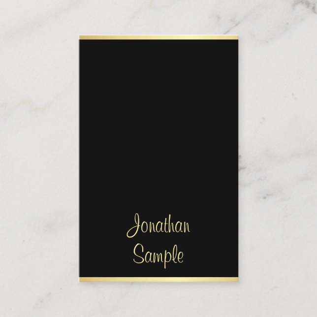 Tarjeta De Visita Moderna Guay de oro negro manuscrita personalizada (Anverso)