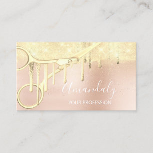 Tarjeta De Visita Moderna Hairdresser Las tijeras Rosa VIP