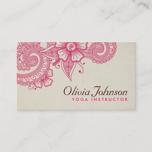 Tarjeta De Visita Moderna Henna Design Business Cards (Anverso)