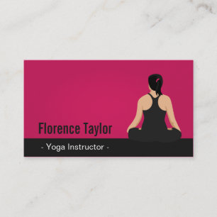 Tarjeta De Visita Moderna, llamativa, instructora de yoga rosa