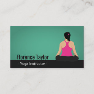 Tarjeta De Visita Moderna, llamativa, instructora de yoga verde
