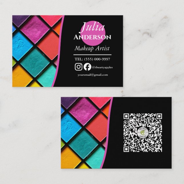 Tarjeta De Visita Moderna maquillaje Artista MUA foto pequeña empres (Anverso / Reverso)